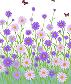 Violet Purple Daisy Meadow Butterflies Rug
