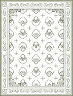 Green Floral Medallion Border Rug