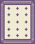Cream Purple Floral Scroll Border Rug