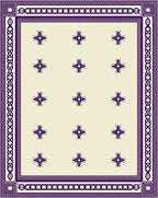 Cream Purple Floral Scroll Border Rug