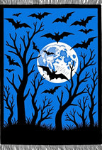 Scary Bats Moonlit Forest Scene Rug
