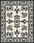 Classic Cream Black Filigree Bordered Rug