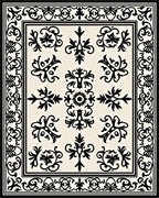 Classic Cream Black Filigree Bordered Rug