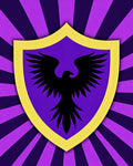 Purple Yellow Black Eagle Crest Rug