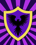 Purple Yellow Black Eagle Crest Rug