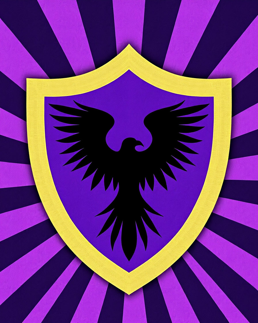 Purple Yellow Black Eagle Crest Rug