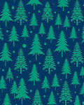 Dark Blue Forest Tree Arrangement Rug
