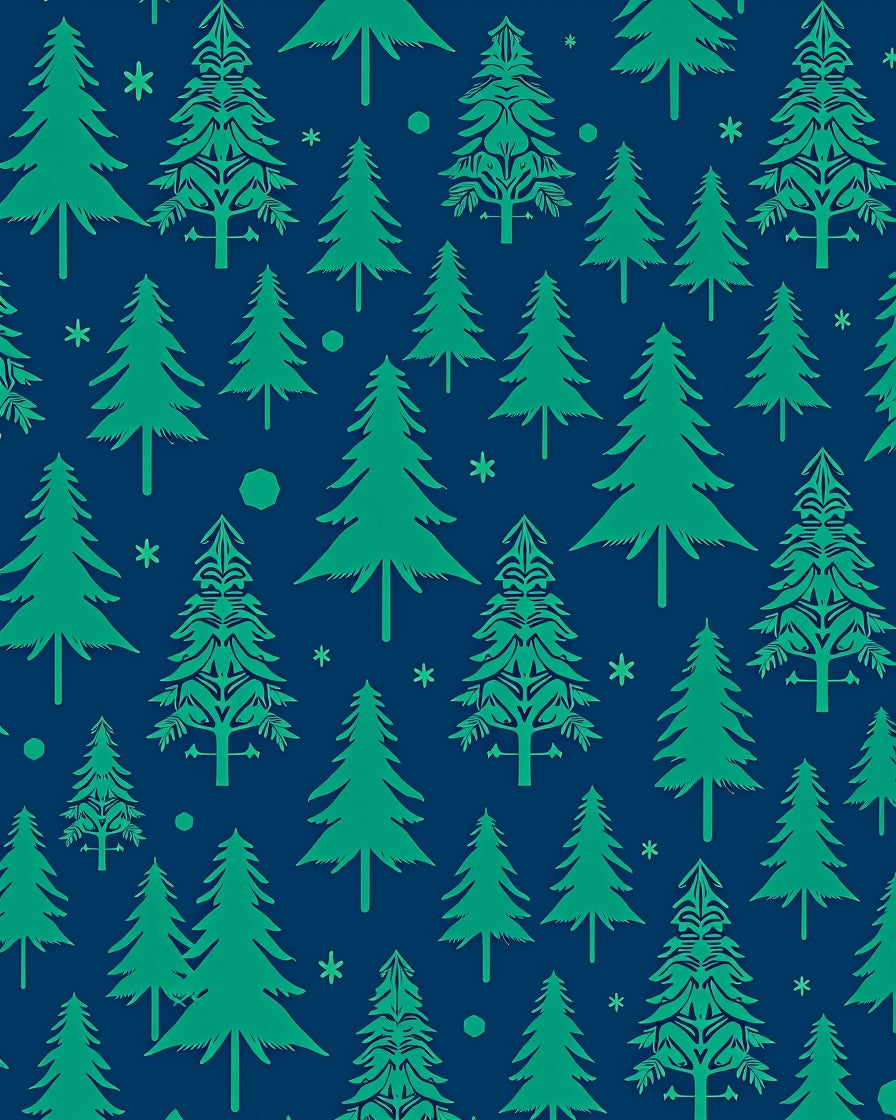 Dark Blue Forest Tree Arrangement Rug