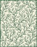 Emerald Green Leafy Vine Scrollwork Rug