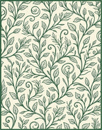Emerald Green Leafy Vine Scrollwork Rug