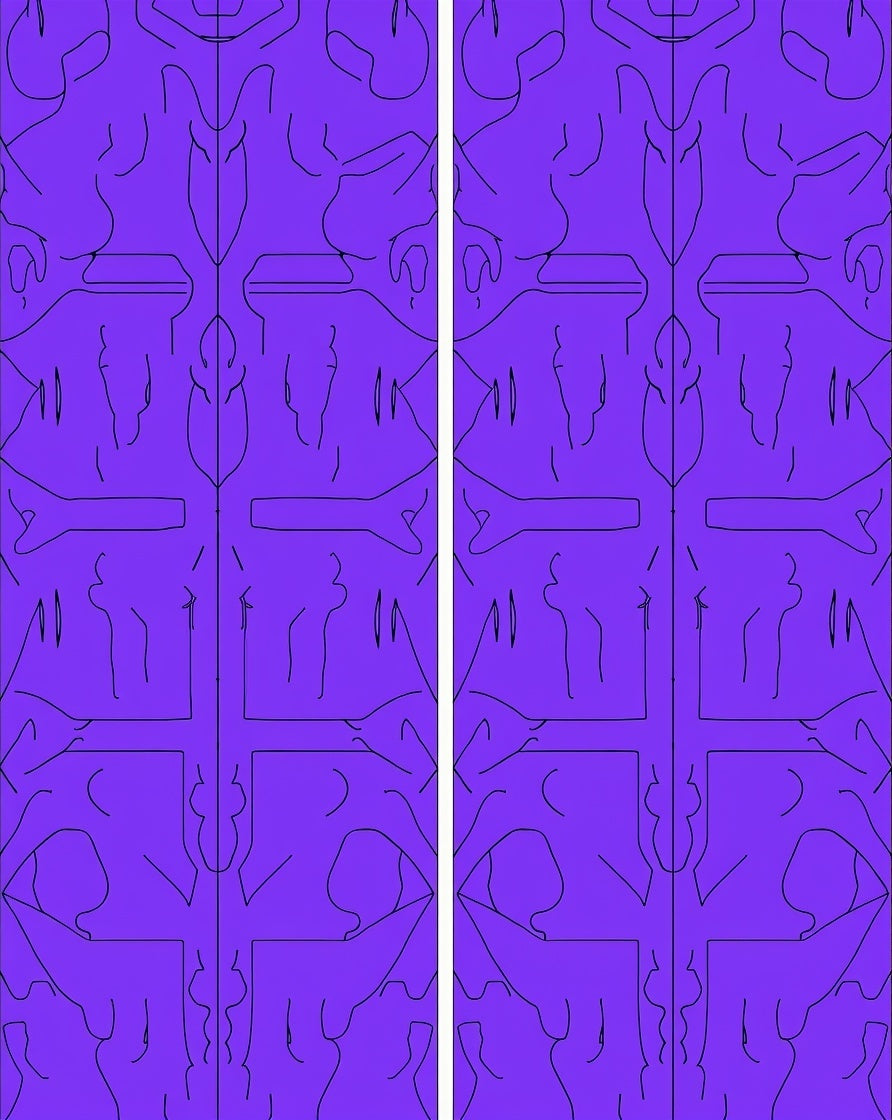 Vibrant Purple Abstract Figure Arrangement Rug