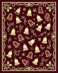Burgundy Gold Festive Bell Arrangement Rug