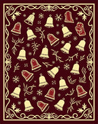 Burgundy Gold Festive Bell Arrangement Rug