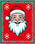 Joyful Red Santa Snowflake Border Rug