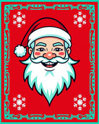Joyful Red Santa Snowflake Border Rug