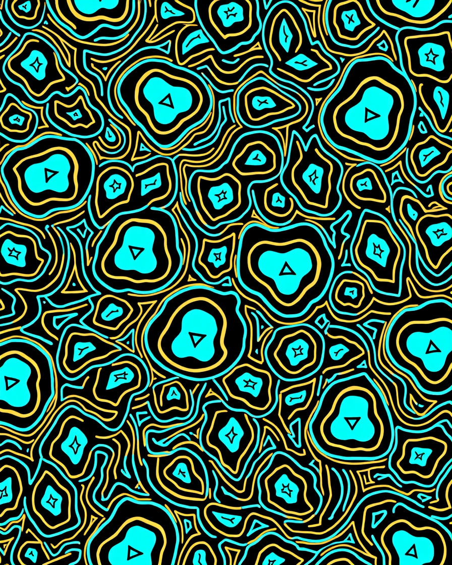 Abstract Turquoise Yellow Organic Forms Rug