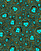 Abstract Turquoise Yellow Organic Forms Rug