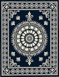 Navy Ivory Radial Mandala Rug