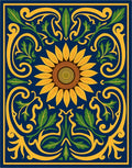Sunflower Floral Vine Navy Rug