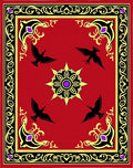 Rich Red Black Gold Bird Medallion Rug