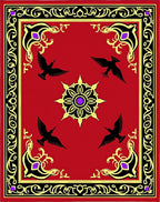 Rich Red Black Gold Bird Medallion Rug