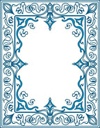 Azure Blue Ornate Scroll Border Rug