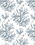 Blue Seaweed Botanical Watercolor Rug