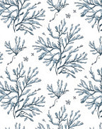 Blue Seaweed Botanical Watercolor Rug