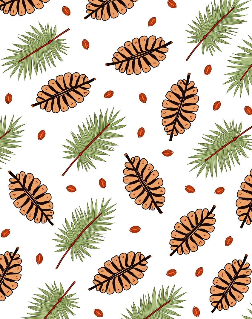 Tan Leaf Green Palm Scatter Rug
