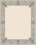 Ornate Black Sepia Floral Border Design Rug