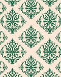 Dark Green Vintage Floral Damask Rug