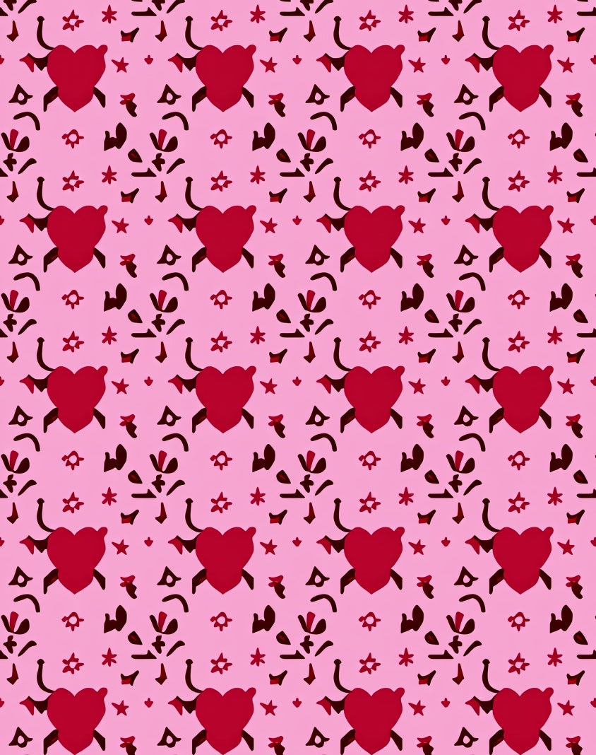 Pink Red Heart Scatter Rug