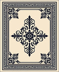 Dark Navy Damask Floral Centerpiece Rug