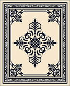 Dark Navy Damask Floral Centerpiece Rug