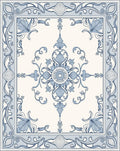Pale Blue Art Nouveau Floral Medallion Rug