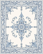Pale Blue Art Nouveau Floral Medallion Rug