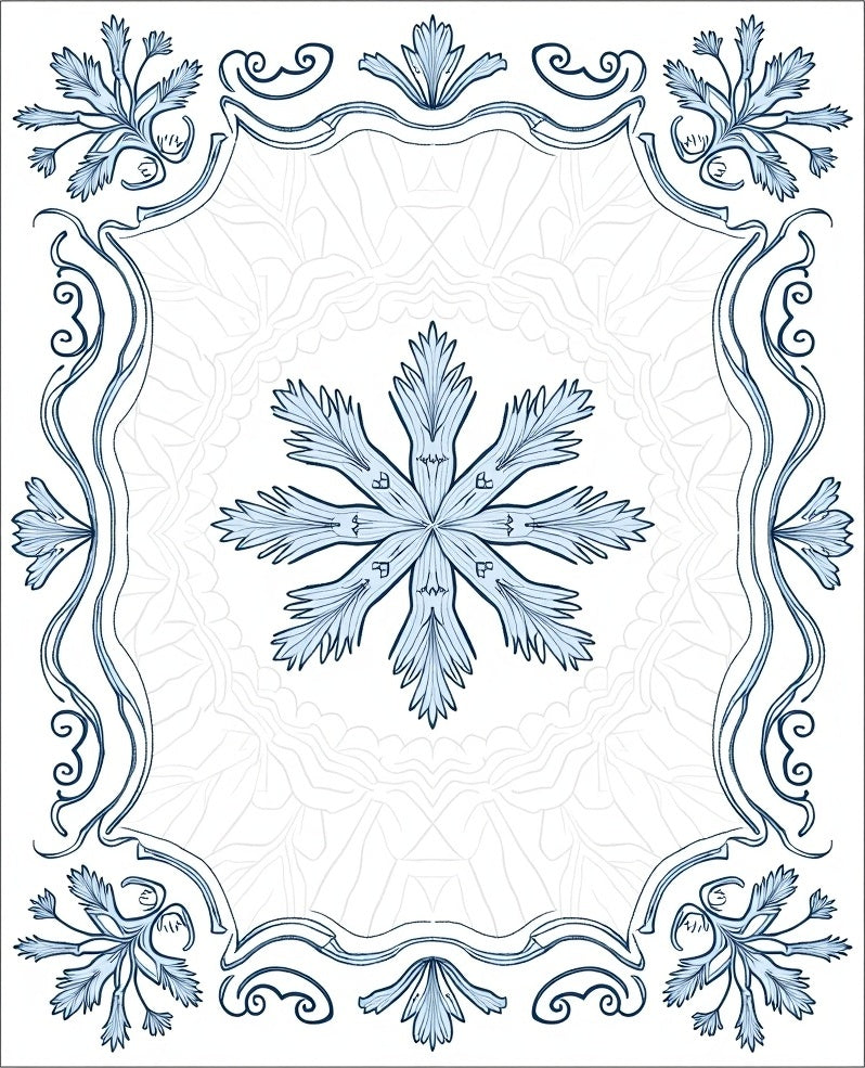 Light Blue Art Nouveau Floral Medallion Rug