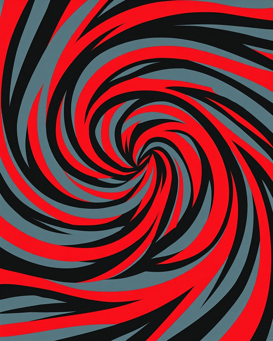 Bold Red Black Swirl Vortex Rug