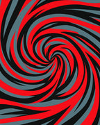 Bold Red Black Swirl Vortex Rug