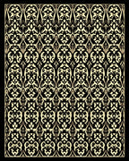 Gilded Black and White Scroll Work Rug