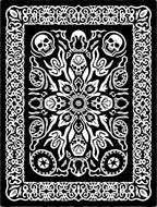 Gothic Skull Floral Mandala Black White Rug