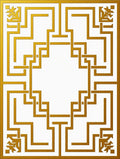 Golden Interlocking Geometric Labyrinth Rug