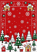 Whimsical Christmas Village Snowflake Scene Rug