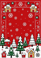 Whimsical Christmas Village Snowflake Scene Rug