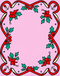 Festive Red Ribbon Holly Accents Rug