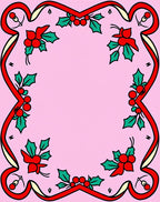 Festive Red Ribbon Holly Accents Rug