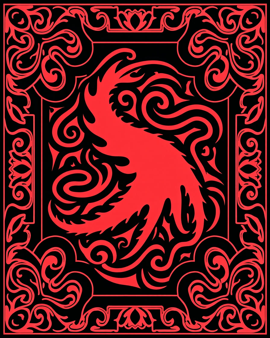 Bold Crimson Abstract Swirls Rug