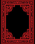 Ornate Red Scrolling Vintage Frame Rug