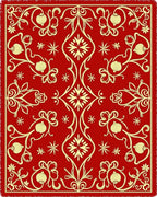 Crimson and Gold Floral Medallion Rug