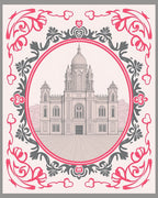 Ornate Pink Floral Building Medallion Rug
